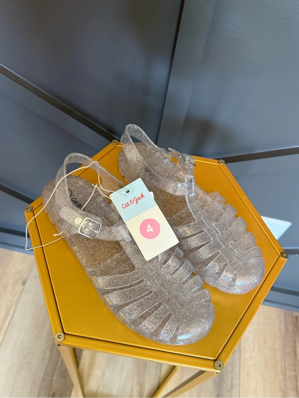 Cat & Jack Girls' Sparkle Jelly Sandals in Silver Glitter
